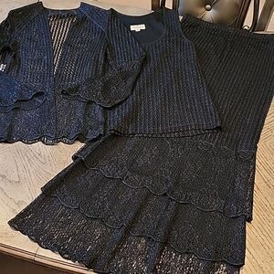 Black formal skirt top and jacket set size S so flattering!